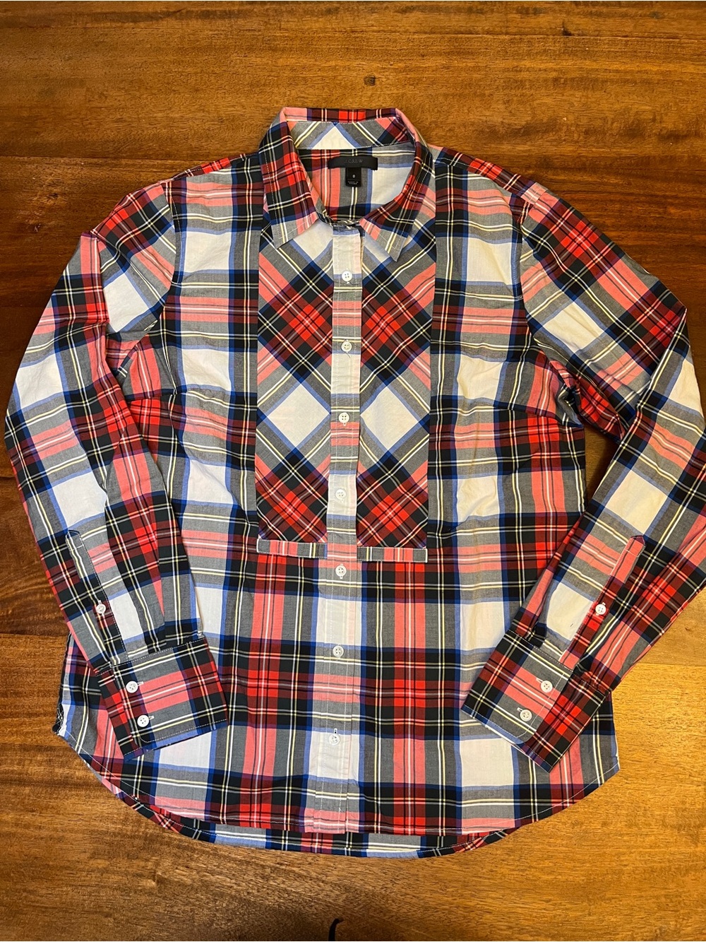 J.CREW Women’s Multicolor Plaid Cotton Button-Down Collared Blouse Size 8